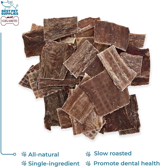 GigaBite Beef Esophagus Dog Treats - Natural Gullet Sticks for Dogs, High Protein Single Ingredient Dog Chews, Rawhide Free Dental Dog Treats for All Dog Breeds - Strips Taffy, 1 Pound