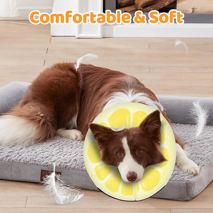 Adjustable Inflatable Dog Cone Collar for Surgery Recovery, Soft Cone for Dogs & Cats, Portable & Washable Dog Donut Collar, Large Cat Cone E Collar (Yellow M)