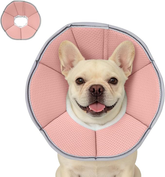 MAXFUT Dog Cone Collar,Soft Cone for Dogs to Stop Licking After Surgery,Non Inflatable Dog Donut Cone (Pink, M)