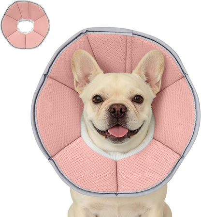 MAXFUT Dog Cone Collar,Soft Cone for Dogs to Stop Licking After Surgery,Non Inflatable Dog Donut Cone (Pink, M)