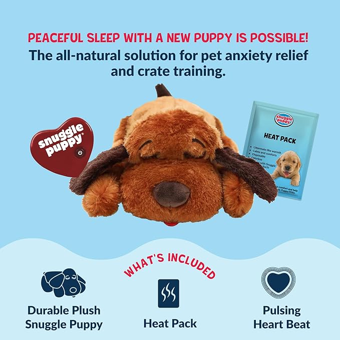 Snuggle Puppy Original Heartbeat Puppy Toy with Real-Feel Pulse and Heat Pack, Plush Comfort Dog Toy for Crate Training, First Nights, and Sleep