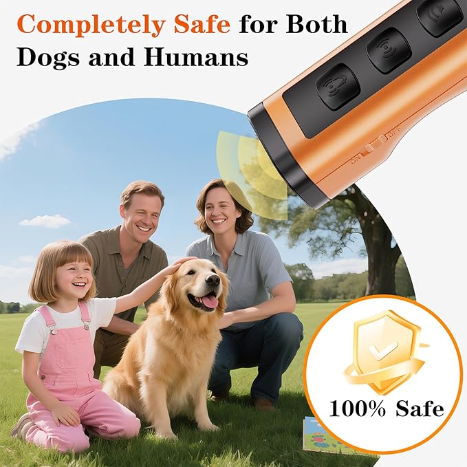 2 Pack Dog Bark Deterrent Devices Rechargeable Anti-Barking Device for Dogs 50ft Long Range Ultrasonic Correct Your Dog's Bad Behavior at the Push of aButton Better Than Shock Collars