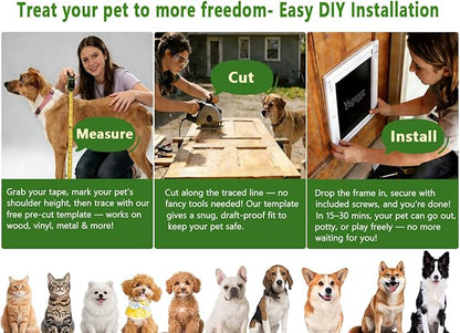Large Dog Door Doggy Door Easy Install - Wood & PVC Doors & Walls，Doggie Free Movement &Strong Magnetic Auto-Close & Sliding Lock,Telescoping Frame,10 1/8" x 15 3/4" for Large Dogs Up to 100 lb