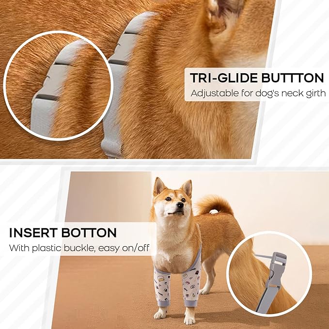 ROZKITCH Dog Surgery Leg Sleeve for Front Legs, Pet Prevent Licking Wound Elbow Knee Protector, Dog Leg Sleeve to Stop Licking Cone Collar Alternative for Sprain ACL CCL Arthritis Cute Dog 2XL