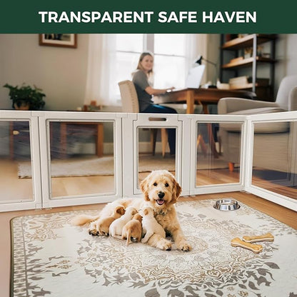 FXW AuraSpace Acrylic Indoor Dog Playpen for Puppies and Small Dogs, 24 Inch, 6 Panels, White