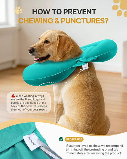 MIDOG Soft Inflatable Dog Cone - Comfortable Alternative After Surgery that Doesn't Block Vision, Patented Donut Recovery Collar Prevents Licking for Large & Medium Dogs (XS)
