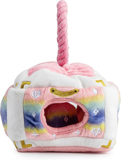 Haute Diggity Dog Chewy Vuiton Trunk Puzzle with 3 Plush Squeaky Dog Toys, Soft Durable Designer-Inspired Stuffed Puppy Chew Toys for Small & Medium Dogs, Machine-Washable (Pink Ombre) One Size