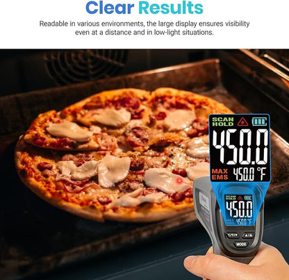 Etekcity Temperature Gun Infrared Thermometer -58°F 1130°F, Digital Laser Heat Gun with Adjustable Emissivity & Max Measure for Pizza Ovens, Griddles, Meat, Refrigerators, Engine, HVAC, Kitchen & Pool
