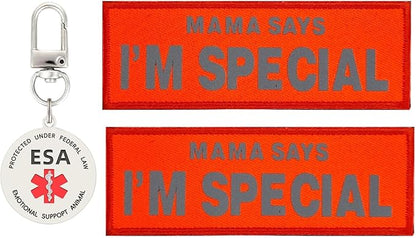 I'm Special Patches 2 pcs, ESA ID Tag Easily Attach to Dog Collar, Harness (Orange)