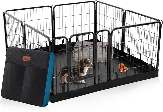 PJYuCien Dog Playpen Plus Storage Bag, 24" H 8 Panels Puppy Pen with Square Bottom, Heavy Duty Dog Fence for Puppies/Small Dogs