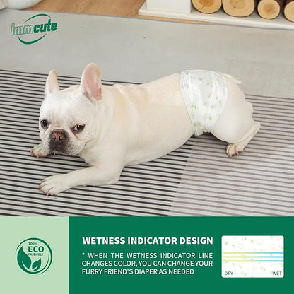 IMMCUTE Dog Diapers Male 100 Ct, XSmall, Male Dog Diapers Disposable with Wetness Indicator, Adjustable Male Dog Wraps