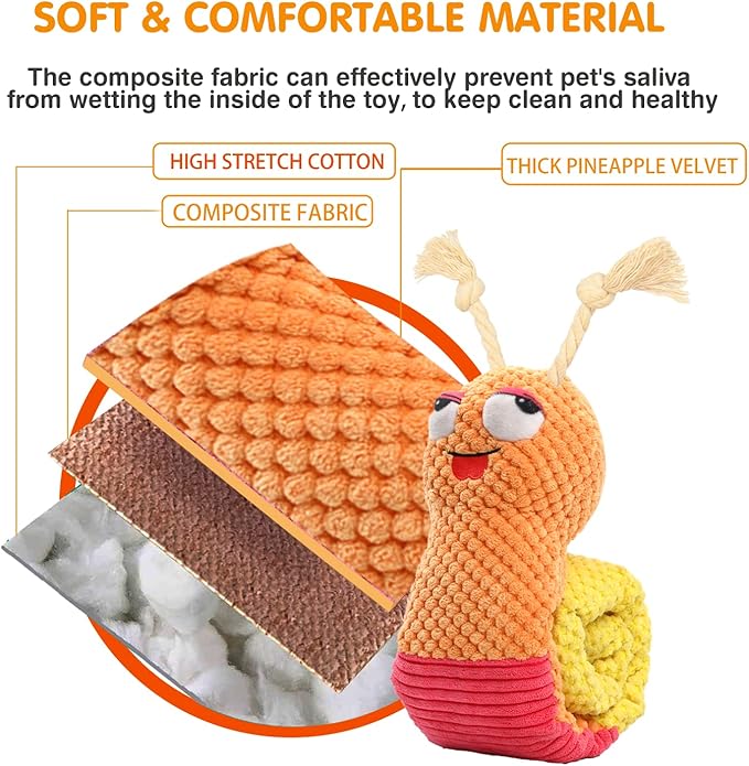 lilfrd Dog Enrichment Toys - Dog Puzzles Squeaky Treat Dispensing Crinkle Plush Snuffle Toys - Treat Toy for Small Medium Large Breed Puppy, Snail