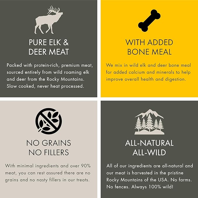 MOUNTAIN WILD Training Treats for Dogs & Puppies – Elk & Venison Protein Puppy & Dog Treat – High Value, All-Natural, No Fillers, Grain-Free, No Artificial Preservatives – 4oz, 3 Bags
