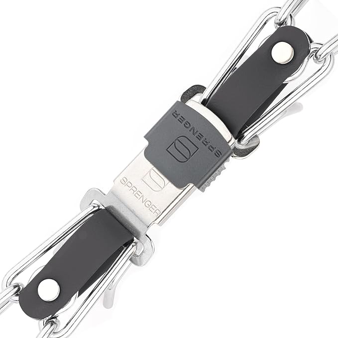 Herm Sprenger Chrome Plated Steel Dog Collar with Quick Release ClicLock Buckle O-Ring Biothane Insert Training Collar Made in Germany (Black, 25in x 4.0mm(Neck Size up to21-22in))