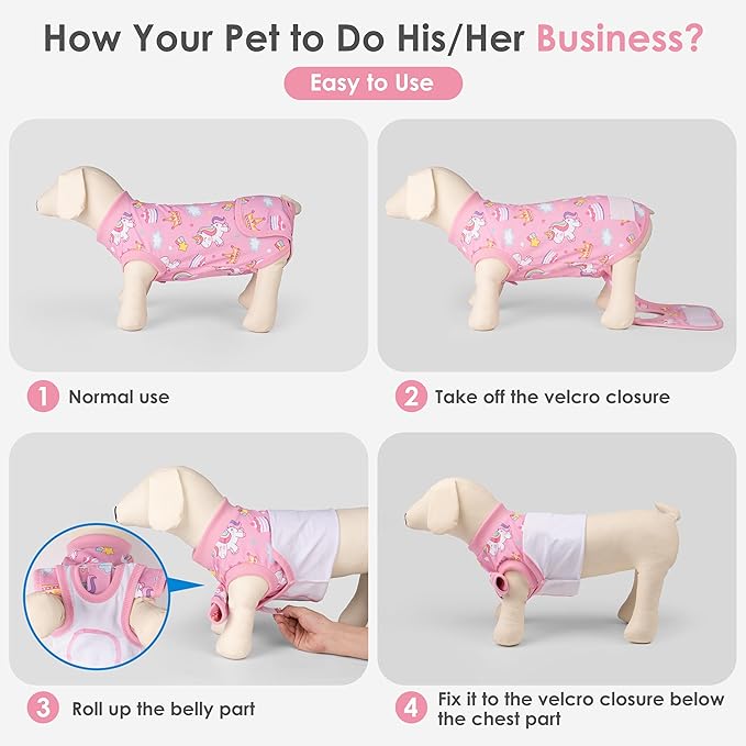 cyeollo Recovery Suit for Dogs Surgery Suit Female Spay Soft Pet Onesie Bodysuit After Sugery Male Dog Neuter Pet Clothes Medium Large Dogs Surgical Recovery Shirt, Unicorn XL