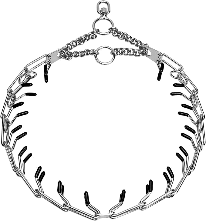 Stainless Steel Prong Pinch Collar for Dogs, Adjustable Training Collar with Quick Release Buckle for Small Medium Large Dogs (Silver, 26")