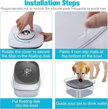 UPSKY 4L Dog Water Bowl 135oz No Spill Dog Bowl Extra Large Capacity Slow Drinking Water Feeder, Splash Proof Pet Water Dispenser Vehicle Carried Travel Water Floating Bowl for Dogs, Cats