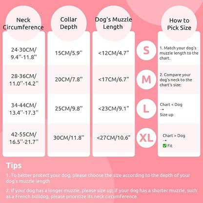 Dog Cone Collar - Soft Elizabethan Collar for Dogs After Surgery, Comfy Cone for Dogs to Stop Licking, Adjustable Dog Cone Alternative for Wound Healing (Pink L)
