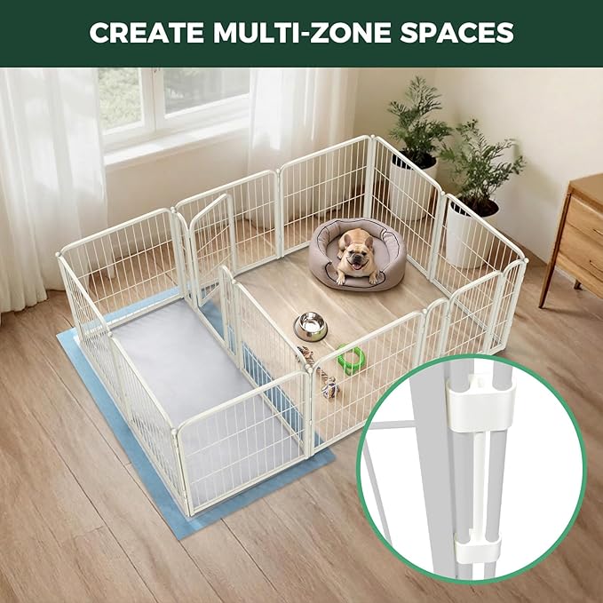 FXW Homeplus Unleashed Indoor Dog Playpen - Stress-Free and Safe Play, Heavy Duty 24 Inch 12 Panels with Connectors (Pack of 2) for Puppy and Small Dogs, White│Patented