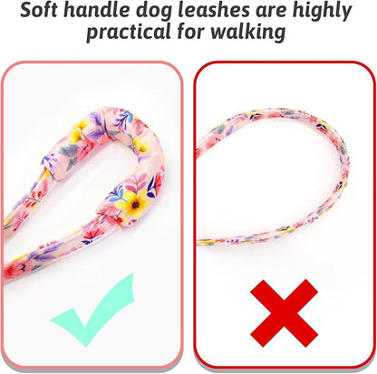 Dog Collar and Leash Set Girls Adjustable Puppy Collars with Floral Bow Tie for Small Medium Large Female Dogs, Pink Flower, XS
