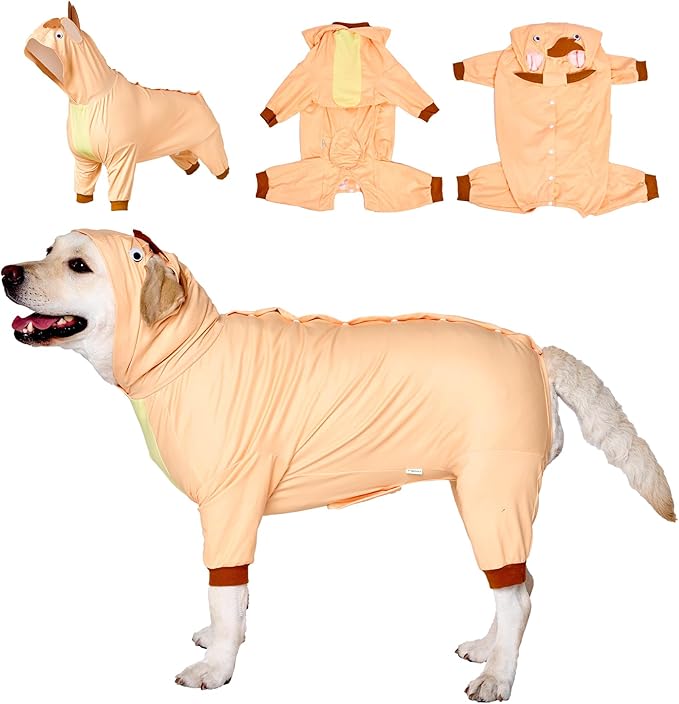 LovinPet Dog Recovery Suit - Medium Large - Dog Bodysuit for Abdominal Wound After Surgery Leg wrap,Wavy Blue,Post-Operative Vest E-Collar Alternative,Cattle,Yellow,XXL