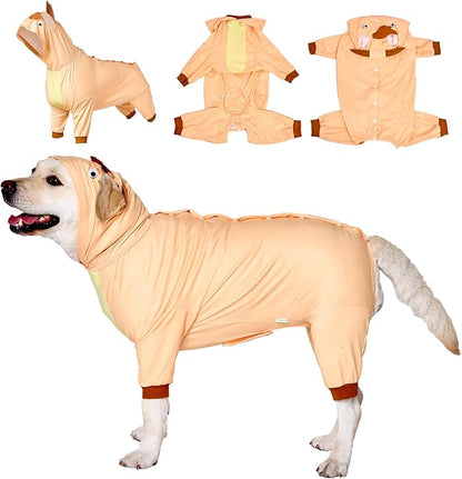 LovinPet Dog Recovery Suit - Medium Large - Dog Bodysuit for Abdominal Wound After Surgery Leg wrap,Wavy Blue,Post-Operative Vest E-Collar Alternative,Cattle,Yellow,M