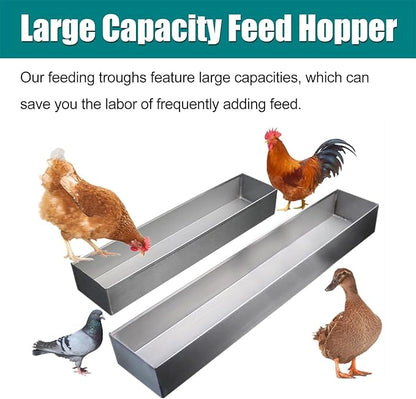 Animal Water Trough Outdoor 8 15 23 35 39 in, Pigeon Chicken Duck Goose Rabbits Hay Feeder, Stainless Steel Small Feeding Trough Set for Livestock/Poultry(H 7cm(2 3/4"),L 20cm (7 9/10"))