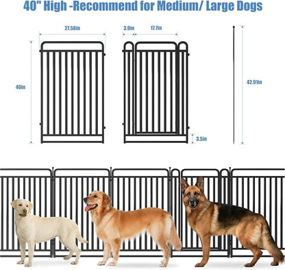 New Thickened Version Dog Playpen, 40 Inch Dog Fences for The Yard, Portable Outdoor Dog Playpen for Large/Medium/Small Dogs, Foldable Metal Dog playpen, with Doors (32 Panels, 40 Inch)