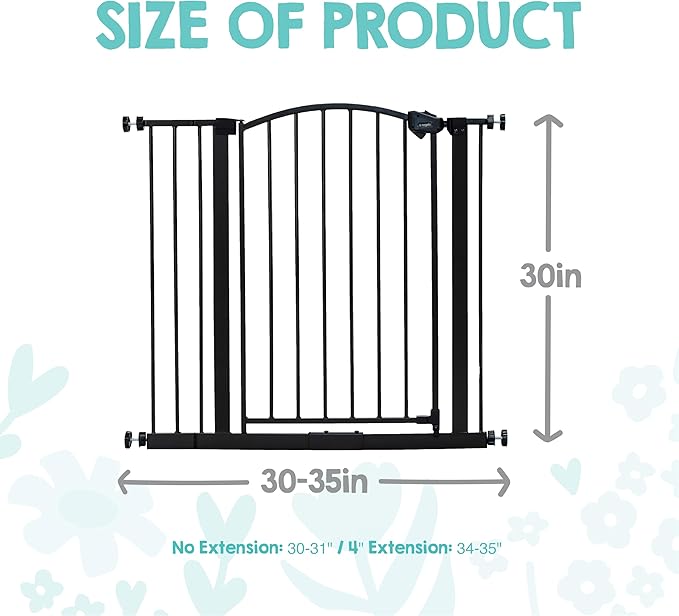 Regalo Safety 30-35” Extra Wide Baby Gate for Doorways & Bottom of Stairs, Pressure Mounted Walk-Through Gate for Babies, Toddlers & Pets, Bronze