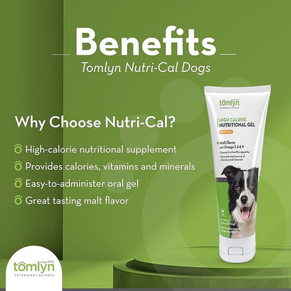 Tomlyn Nutri-Cal Malt-Flavored High-Calorie Nutritional Gel for Dogs, Helps Support a Healthy Appetite for Dogs Providing Calories, Vitamins, and Minerals in a Tasty Dog Supplement, 4.25oz-4 Pack