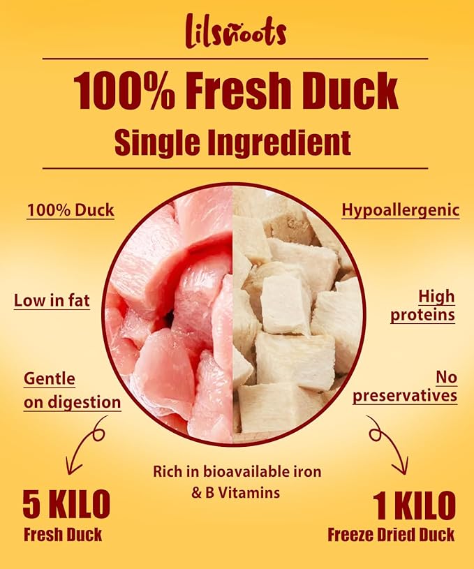 Freeze Dried Duck Cube for Dogs, Cats, Single Fresh Ingredient Pet Treats, Food Topper, Rawhide Free Freeze Dried Duck High Protein, Training Treats 4.6oz
