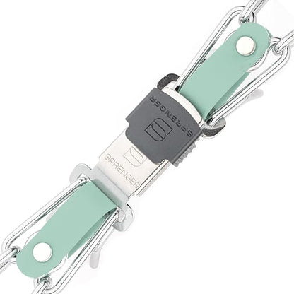 Herm Sprenger Chrome Plated Steel Dog Collar with Quick Release ClicLock Buckle and Biothane Insert Training Collar for Dogs Made in Germany (Sage Green, 25in x 4.0mm(Neck Size up to21-22in))