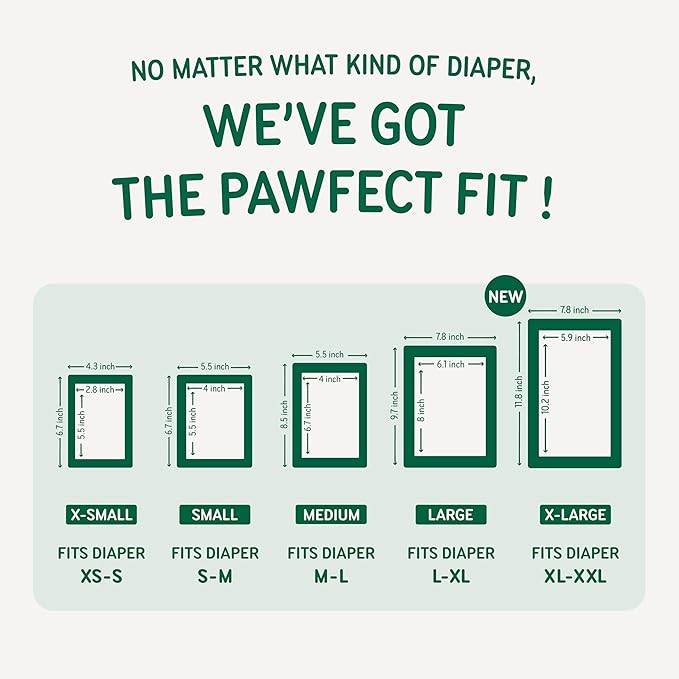 PAWPANG Disposable Dog Diaper Liners Booster Pads for Male & Female Dogs, 100ct, 5 Sizes Options, Doggie Diaper Inserts fit Most Types of Dog Diapers - Pet Belly Bands & Male Wraps (X-Small(100ct))