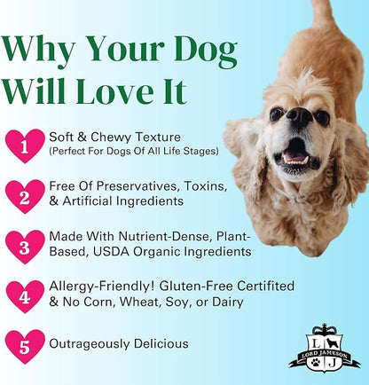Lord Jameson: Apple Pops 6 oz - Dog Patisserie Treats, Organic, Soft & Chewy No-Bake Bites, Fiber & Antioxidants, Gluten & Preservative Free