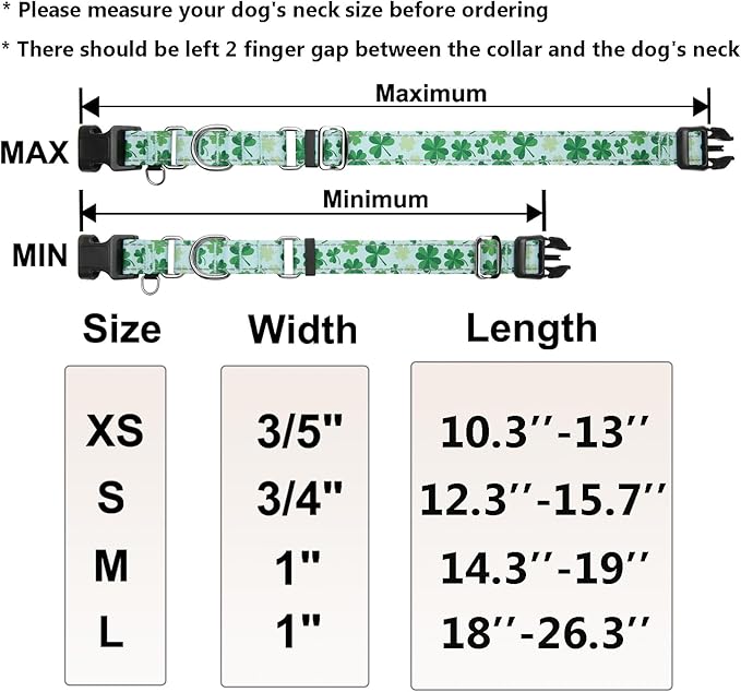 St.Patrick's Day Reflective Martingale Collar for Dogs with Quick Release Buckle Spring Clover Holiday Dog Collars (Shamrock, Medium)