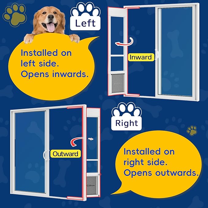 Medium Dog Door for Sliding Glass Doors, 91 7/16" to 96" Tall, 12.8" Wide, Aluminum Frame, Magnetic Seal, Perfect for Medium Pets Up to 40 lbs