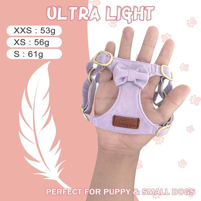 Guiding Star Dog Harness Small Sized Dog with Multifunction Leash, No Pull Puppy Dog Harness and Leash Set Training, Cute Soft Adjustable Dog Walking Harness Pet Vest Harness (Purple-XXS)
