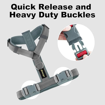 Plutus Pet No Pull Dog Harness, Adjustable Nylon Harness with Soft Padding, Reflective and Heavy Duty Dog Harness for Small, Medium, Large Dogs(Gray, XS)