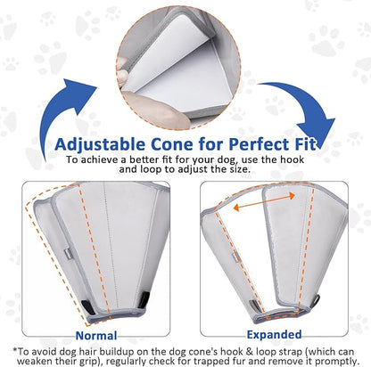 BARKLESS Dog Cone, Soft Cone for Dogs After Surgery to Stop Licking, Alternative to Recovery Collar, Adjustable Elizabethan Collar for Neutering and Wound Care
