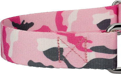 Country Brook Petz - Pink and Grey Camo Martingale Dog Collar and Leash - Camouflage Collection Featuring Rugged Designs (1 Inch, Large)