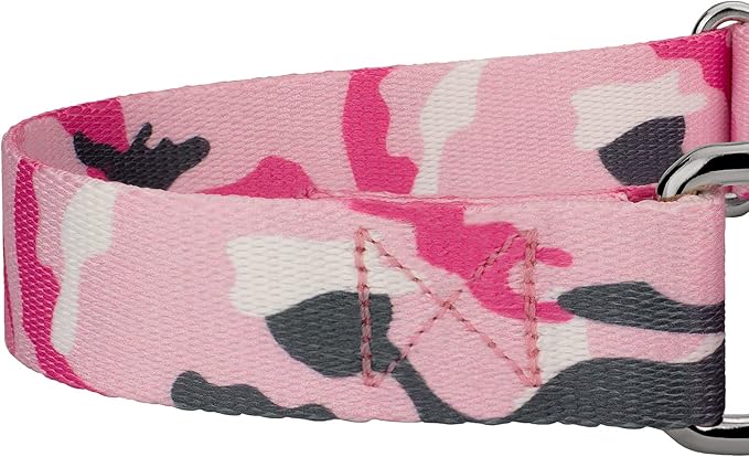 Country Brook Petz - Pink and Grey Camo Martingale Dog Collar and Leash - Camouflage Collection Featuring Rugged Designs (5/8 Inch, Small)