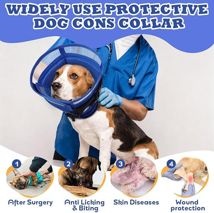 Dog Cone Collar,Cone for Dogs After Surgery,Foldable Cones for Dog Mesh,Pet Elizabethan Collar Alternative to Prevent Licking Wounds,Adjustable ecollars for Dogs After Surgery,Blue M
