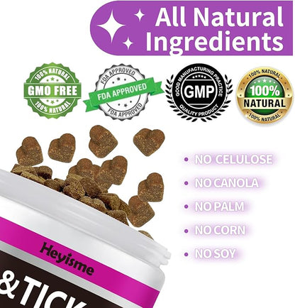Flea and Tick Prevention for Dogs Chewables, Natural Dog Flea and Tick Control Supplement, Flea Treatment for Dogs, Oral Flea and Tick Chews Treats for All Breeds and Ages (Chicken, 120 Chews)