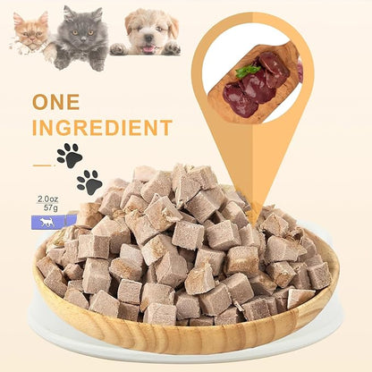Freeze Dried Duck Liver Cubes Double Pack Dog & Cat Treats Food Topper with Single Ingredient Just Duck Liver (2 Packs)