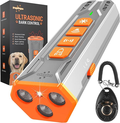 Dog Bark Deterrent Device with Dog Training Clicker – Ultrasonic Anti Barking Device for Dogs, Portable Dog Bark Stopper for Training & Behavior Control, Safe for Own or Neighbor’s Dog