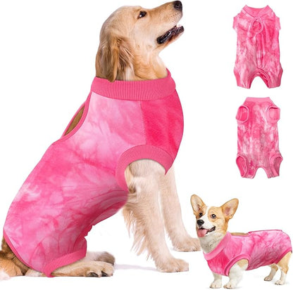 SlowTon Dog Recovery Suit - Surgery Recovery Suit for Female Male Dogs, Dog Onesie After Spay Abdominal Wounds, E-Collar Cone Alternative Prevent Licking Pet Surgical Suit(Pink,S)