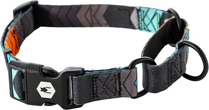 Wolfgang Heavy Duty Martingale Dog Collar with Quick Release Nylon Buckle for Walking & Training, ChevTech Print, Medium
