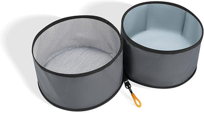 OllyDog Superbowl | Collapsible Dog Travel Bowl | 2 Compartment Food & Water | Foldable| Portable Dog Bowl | Hiking, Camping (Castle Rock)