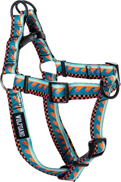 Wolfgang Heavy Duty Adjustable Dog Harness, Pull-Tested for Walking & Training, BuenaOnda Print, Large