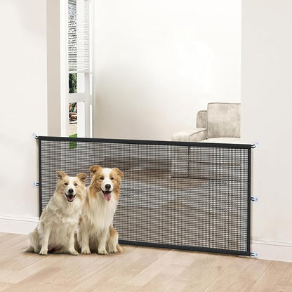Dog Gate Indoor Pet Gates for Stairs: Dogs Screen Mesh Gate for The House Magic Gate for Kitchen Doorways Hallway Stairways Safety Porch Yard 30 inch Tall, 65 inch Wide